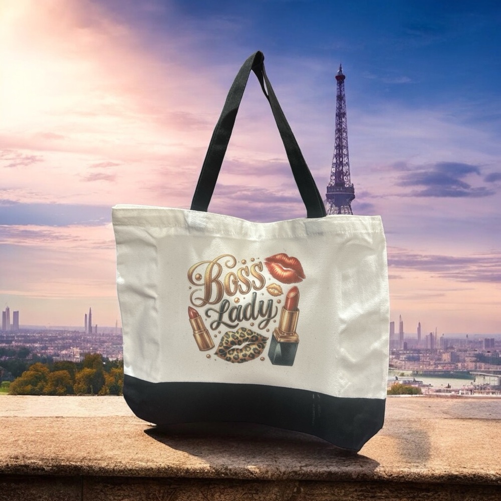 Boss Lady Tote Bag - White and Black